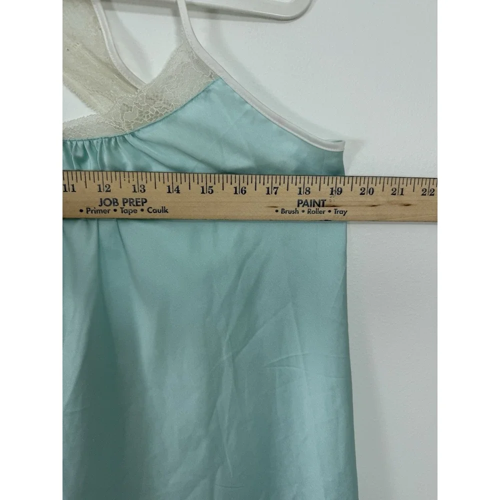 Kate Spade New York Blue Satin Bridal Chemise Nightgown Lace Detail Size Small